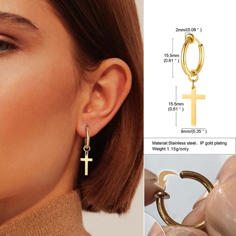 Stainless Steel Cross Earrings for Men | Durable Stud Earrings with Christian Cross Charm
