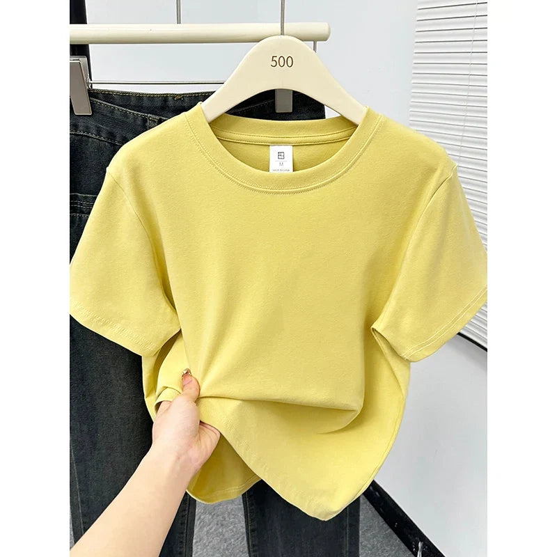 2026 Summer New High Quality Casual T Shirt Sexy Short Sleeved Sleeves Fashion Trend Solid Women Clothing Y2k Tops