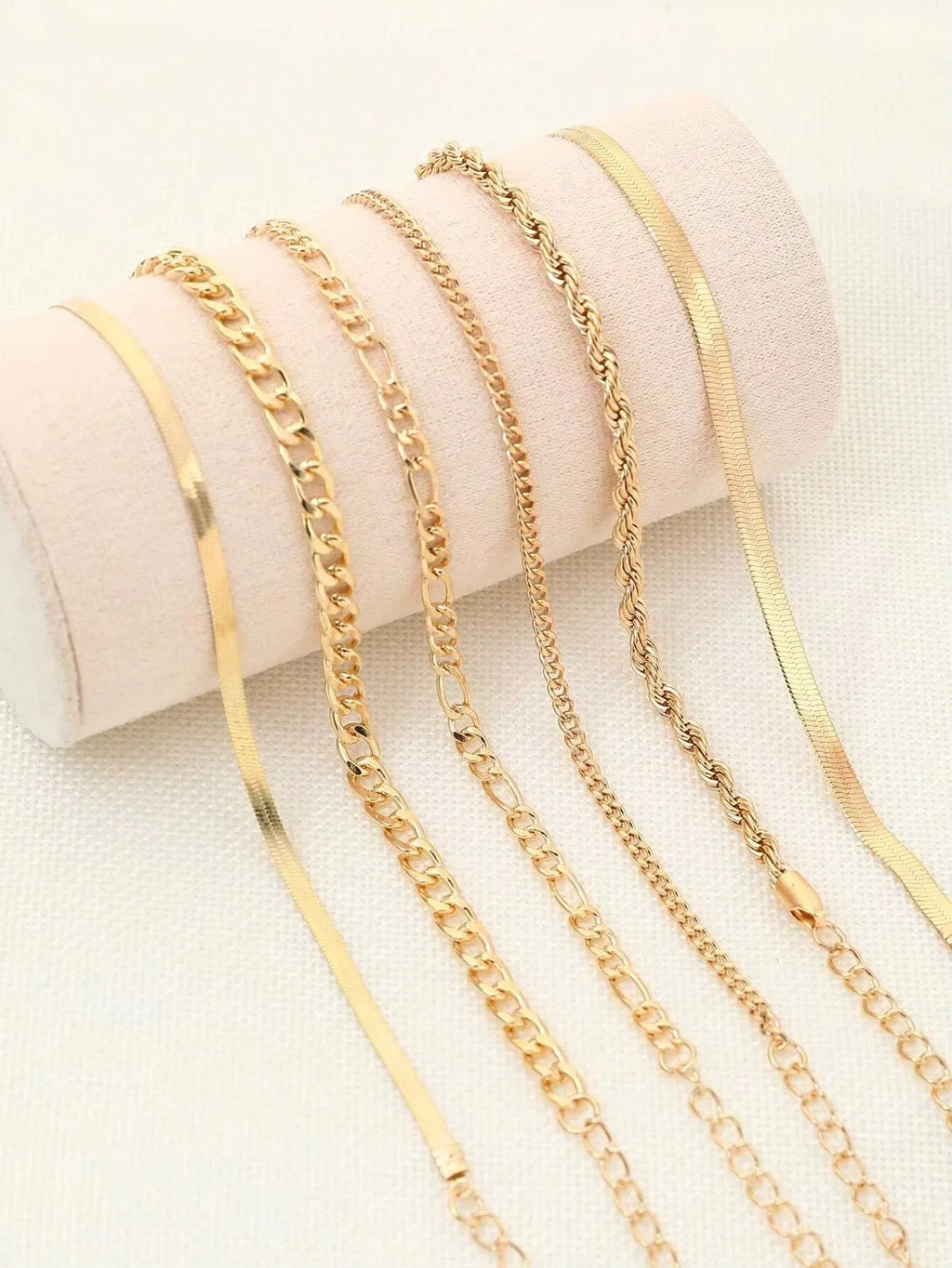 6pcs Fashion Punk Style Simple Cold Tone Chain Fashion Bracelet Set Suitable For Women's Daily Wear