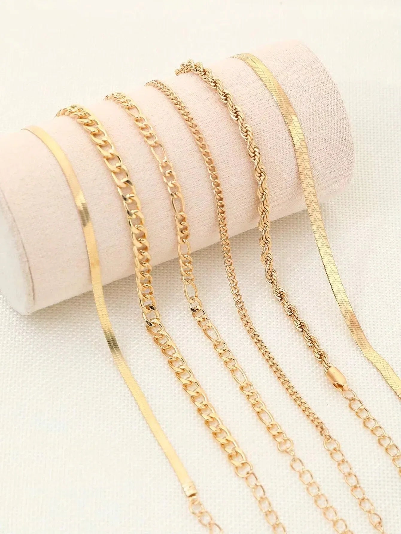 6pcs Fashion Punk Style Simple Cold Tone Chain Fashion Bracelet Set Suitable For Women's Daily Wear