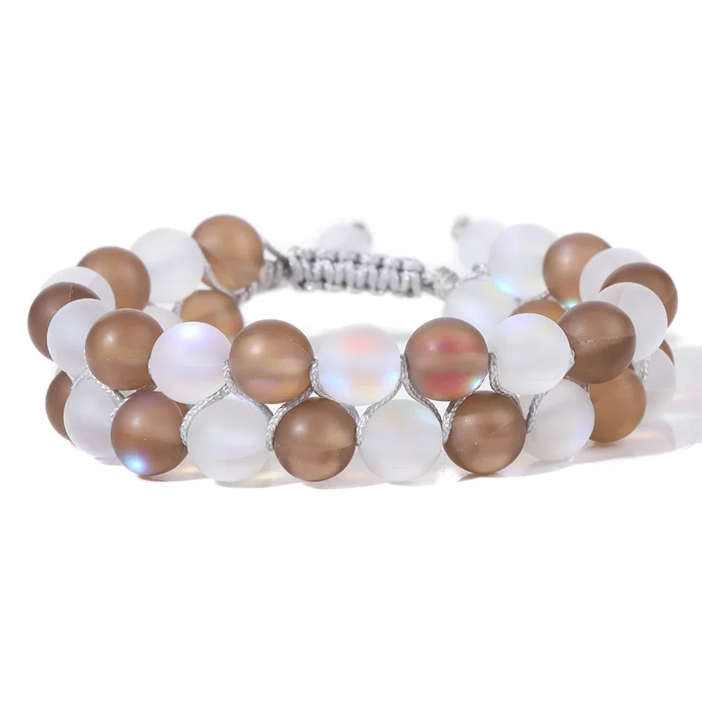 Men Triple Protection Stone Bead Bracelet Double Layers Tiger Eye Hematite Obsidian Rope Wrap Bracelet Handmade Jewelry Gift