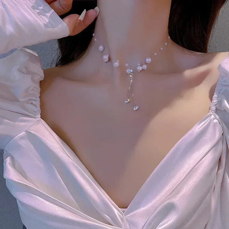 Luxurious Square Pink Zircon Pendant Necklace For Women Fashionable Personalized Daily Accessory Party Jewelry Birthday Gifts