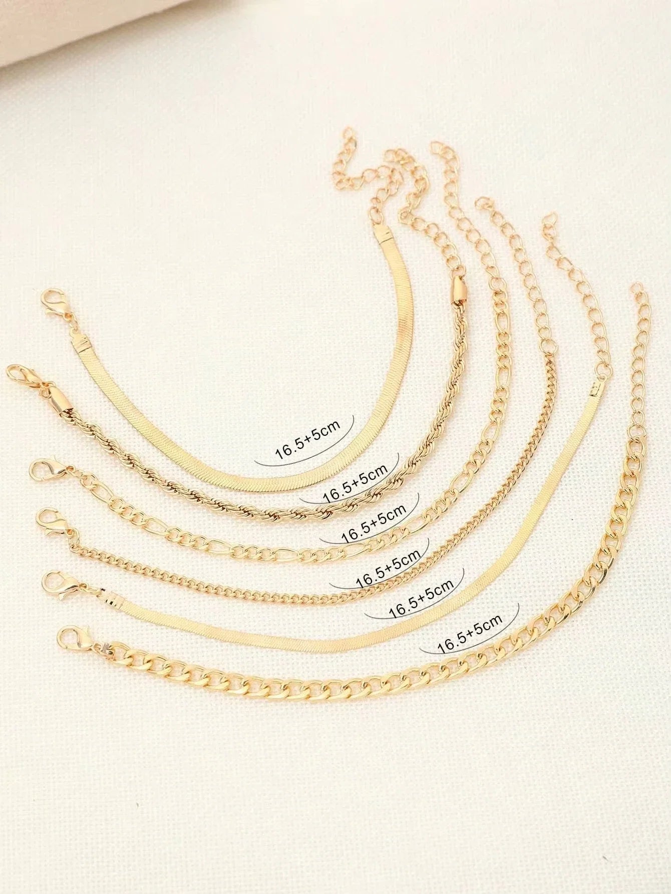 6pcs Fashion Punk Style Simple Cold Tone Chain Fashion Bracelet Set Suitable For Women's Daily Wear