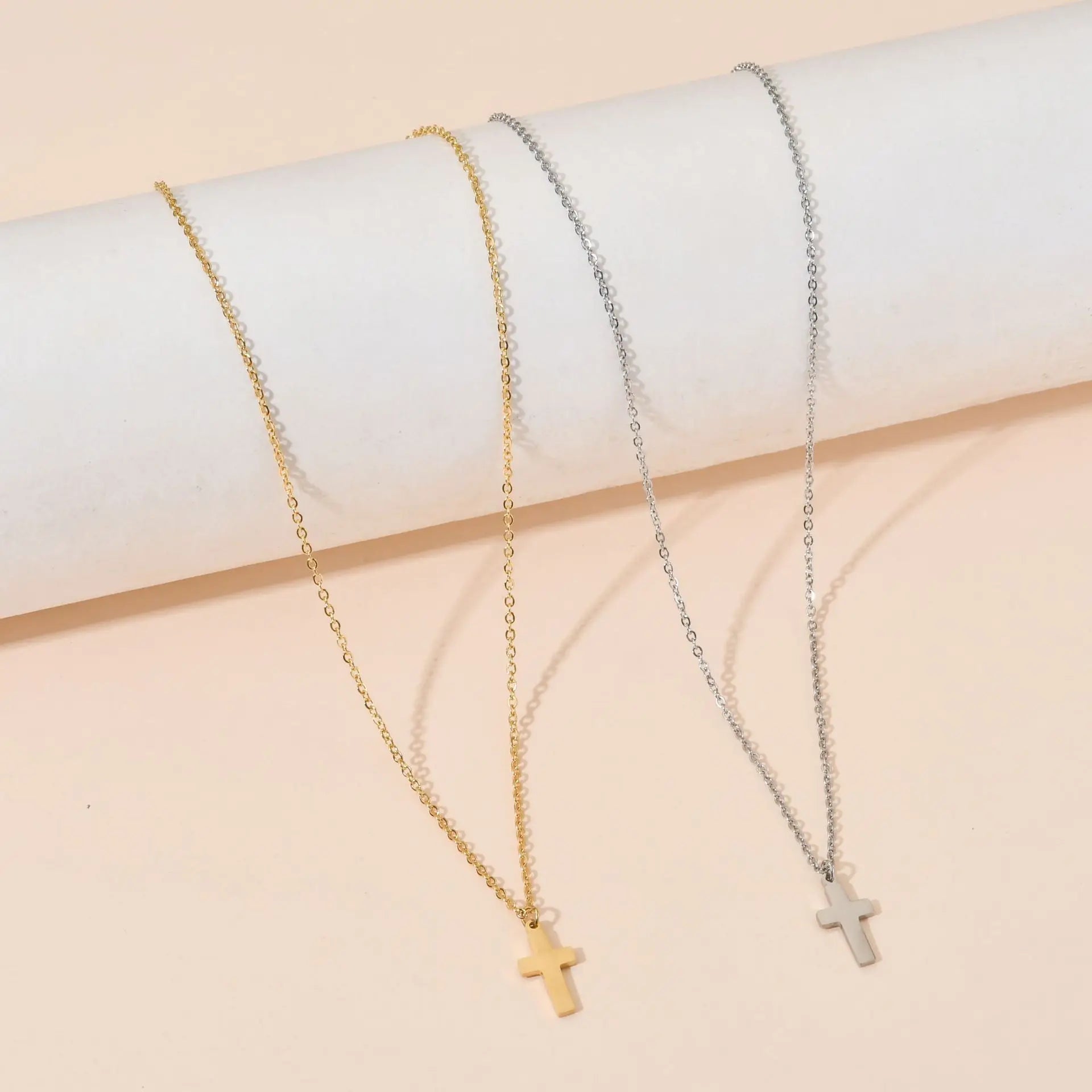 Stainless Steel Cross Necklace For Women Gold Silver Color Waterproof Chain Men Fashion Never Fade Jewelry Accessories