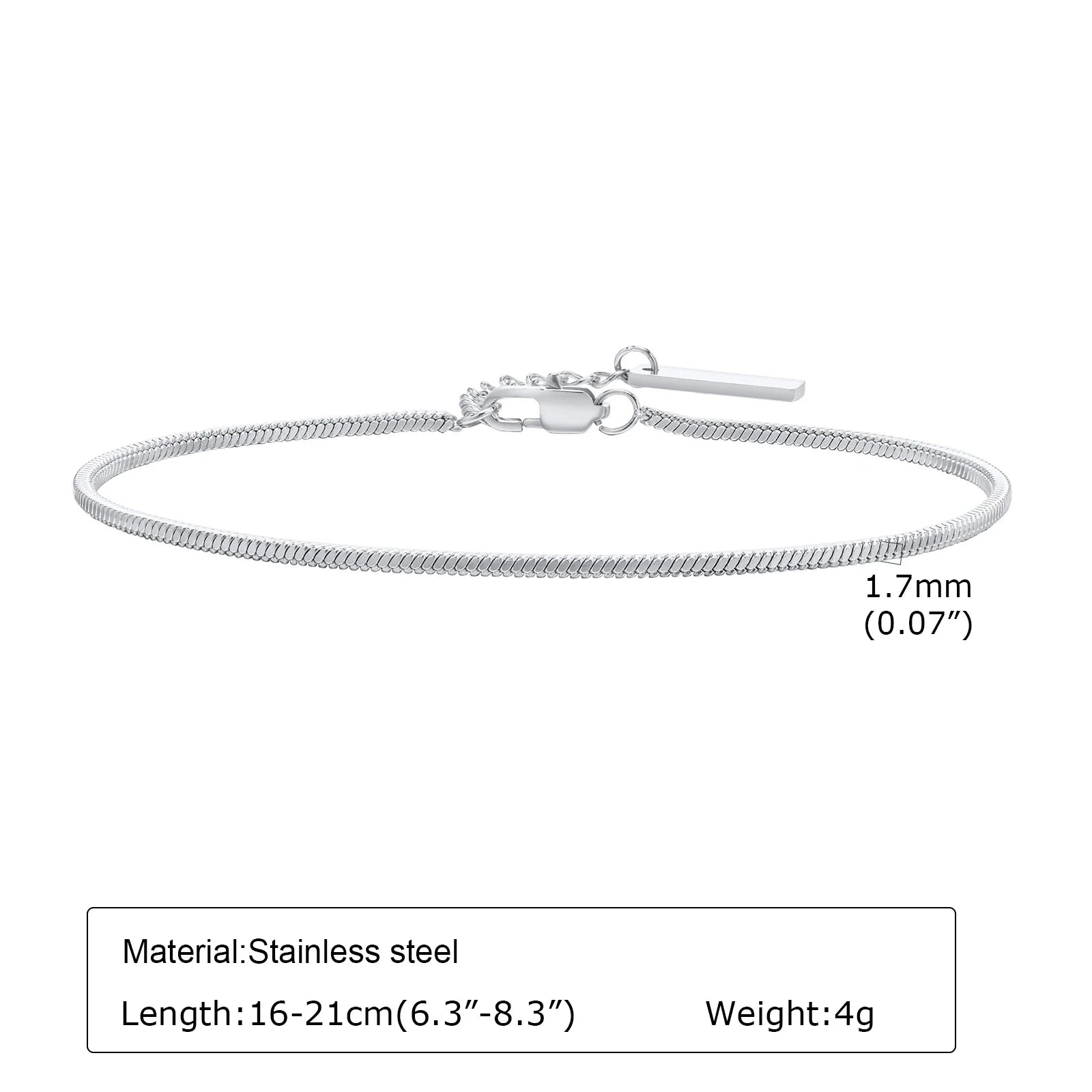 Women Chain Bracelet Silver Color, Stainless Steel Link Stackable Bracelets, Layered Fashion Accessories Gifts
