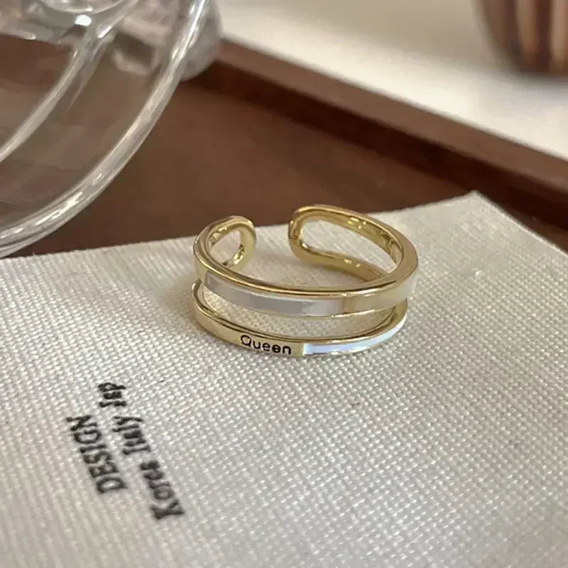 New Irregular Opening Pearl Ring Two-piece Set For Women Fashionable Personalized Daily Accessory Party Jewelry Birthday Gifts