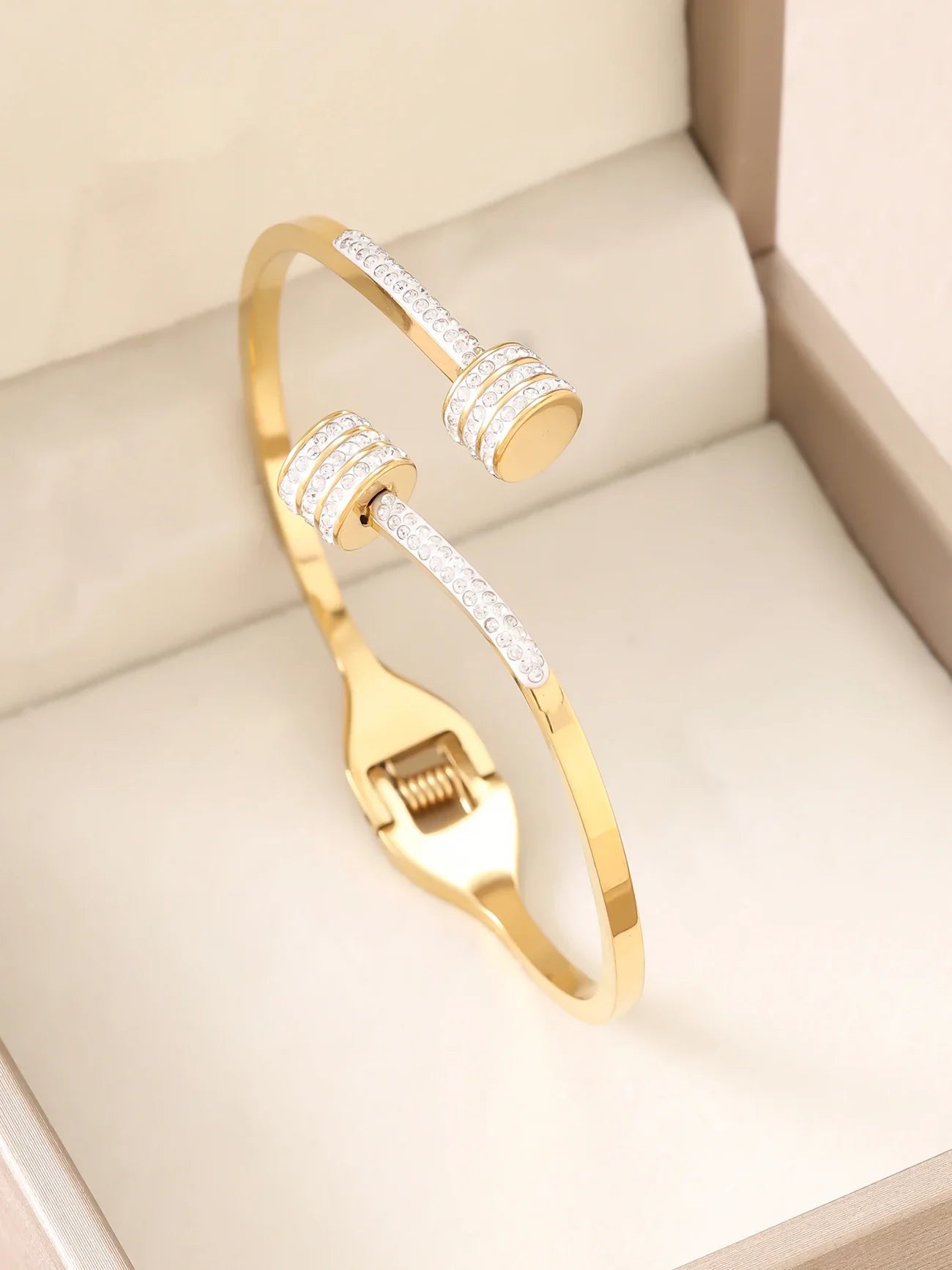 1pc 18K Gold Plated Stainless Steel Stackable Bracelet With Chain And Clover Design, Fashion Style For Women, Suitable For Casua