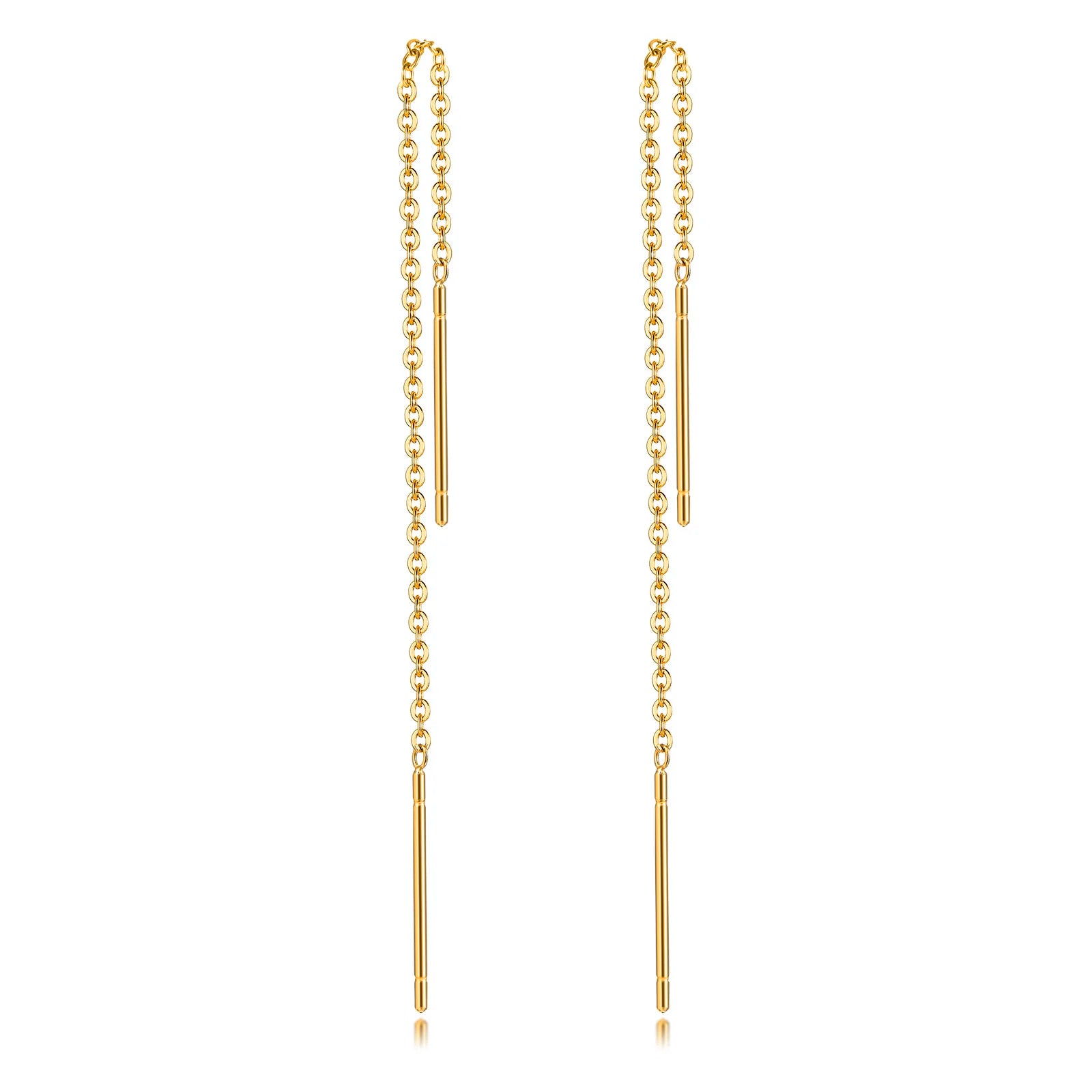 Long Threader Earrings for Women, Thin Linear Earring,Stainless Steel Chain Drop Ear Line , Fashion Korean Jewelry