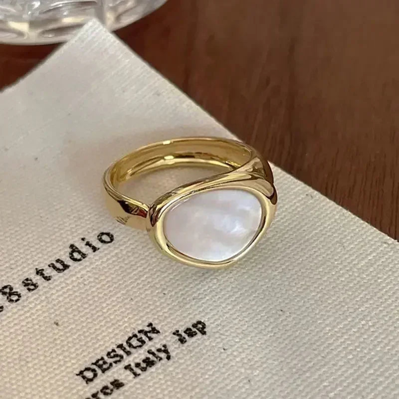 New Irregular Opening Pearl Ring Two-piece Set For Women Fashionable Personalized Daily Accessory Party Jewelry Birthday Gifts