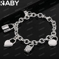 URBABY 925 Sterling Silver Lock Pendant Bracelets For Women Wedding Party Anniversary Gift Fashion Fine Jewelry