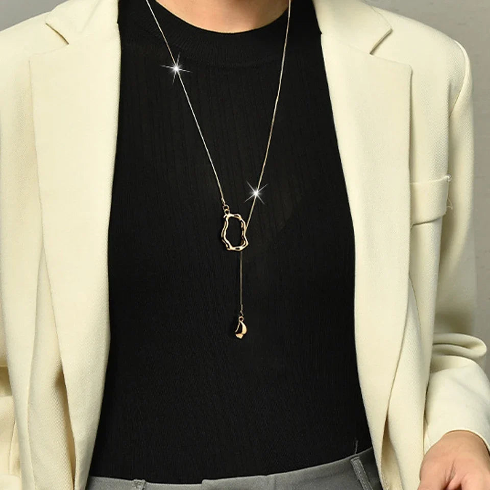 Yupsk Stainless Steel Irregular Y-shaped Long Necklace for Women Charm Party Accessories High-quality Fashion Pendant Gifts