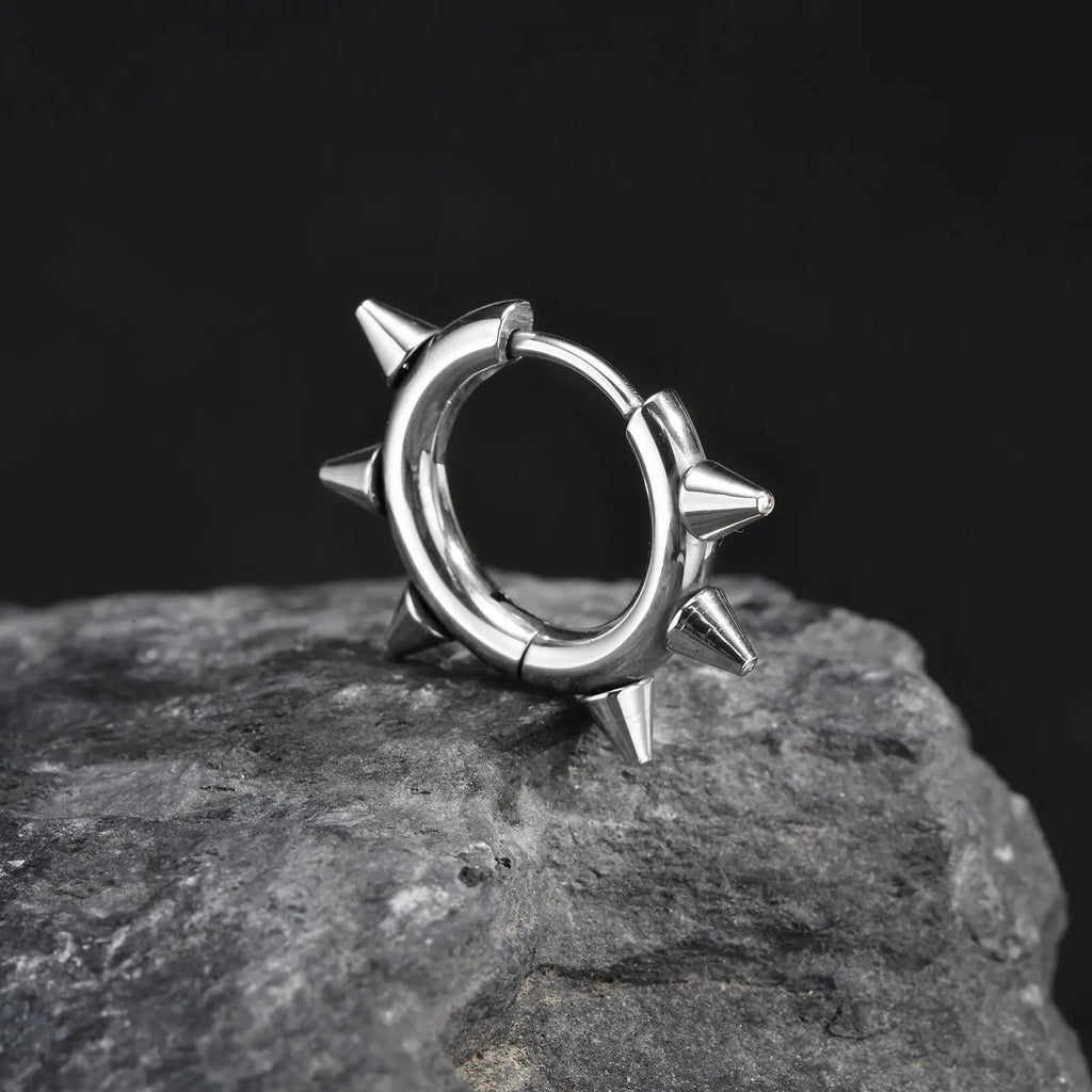 Stainless Steel Rivet Hoop Earrings for Men | Waterproof and Hypoallergenic Circle Earrings