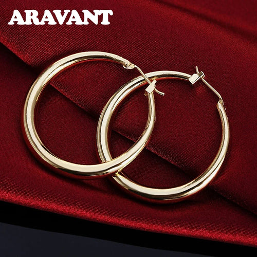 Aravant 925 Silver 35mm Rose Gold Hoop Earrings For Women Girls Fashion Jewelry