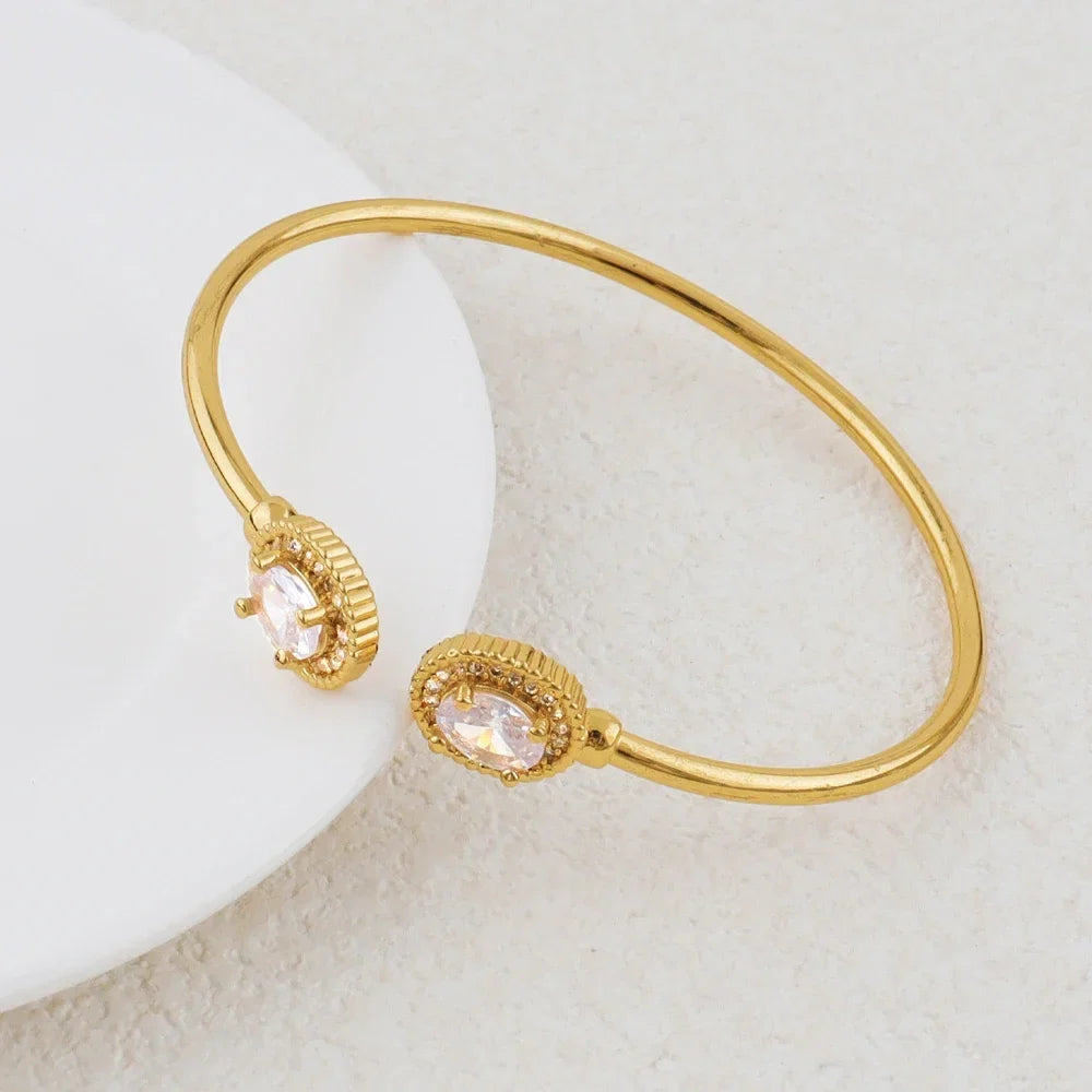 Crystal Earrings Bracelet Pendant Jewelry Set Gold Plated Necklace Elegant Women Fashion Trendy Bohemia Luxury Party Gift Bride
