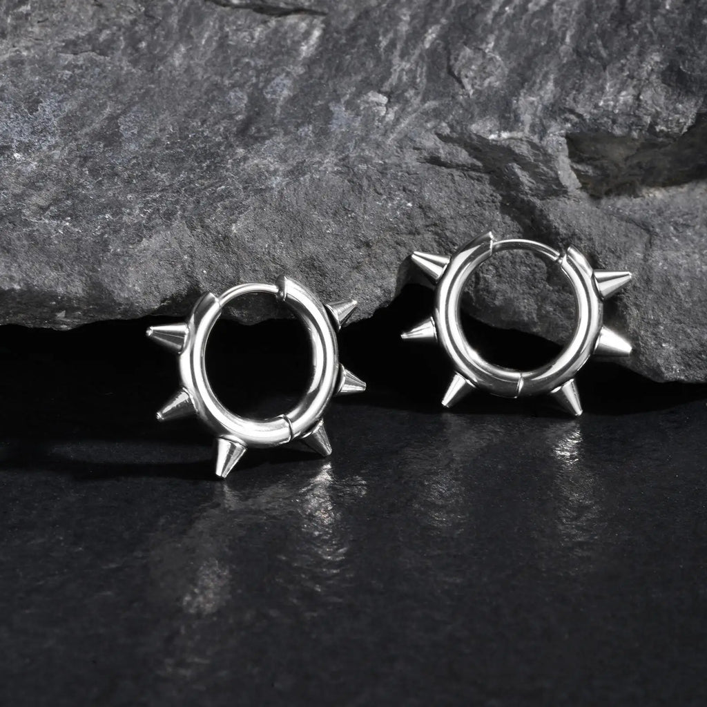 Stainless Steel Rivet Hoop Earrings for Men | Waterproof and Hypoallergenic Circle Earrings