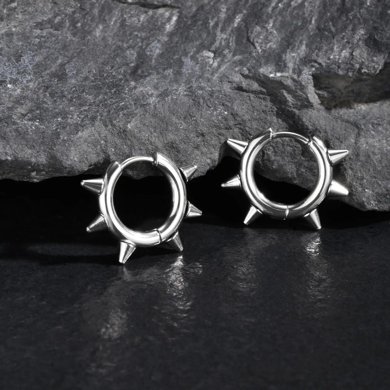 Stainless Steel Rivet Hoop Earrings for Men | Waterproof and Hypoallergenic Circle Earrings