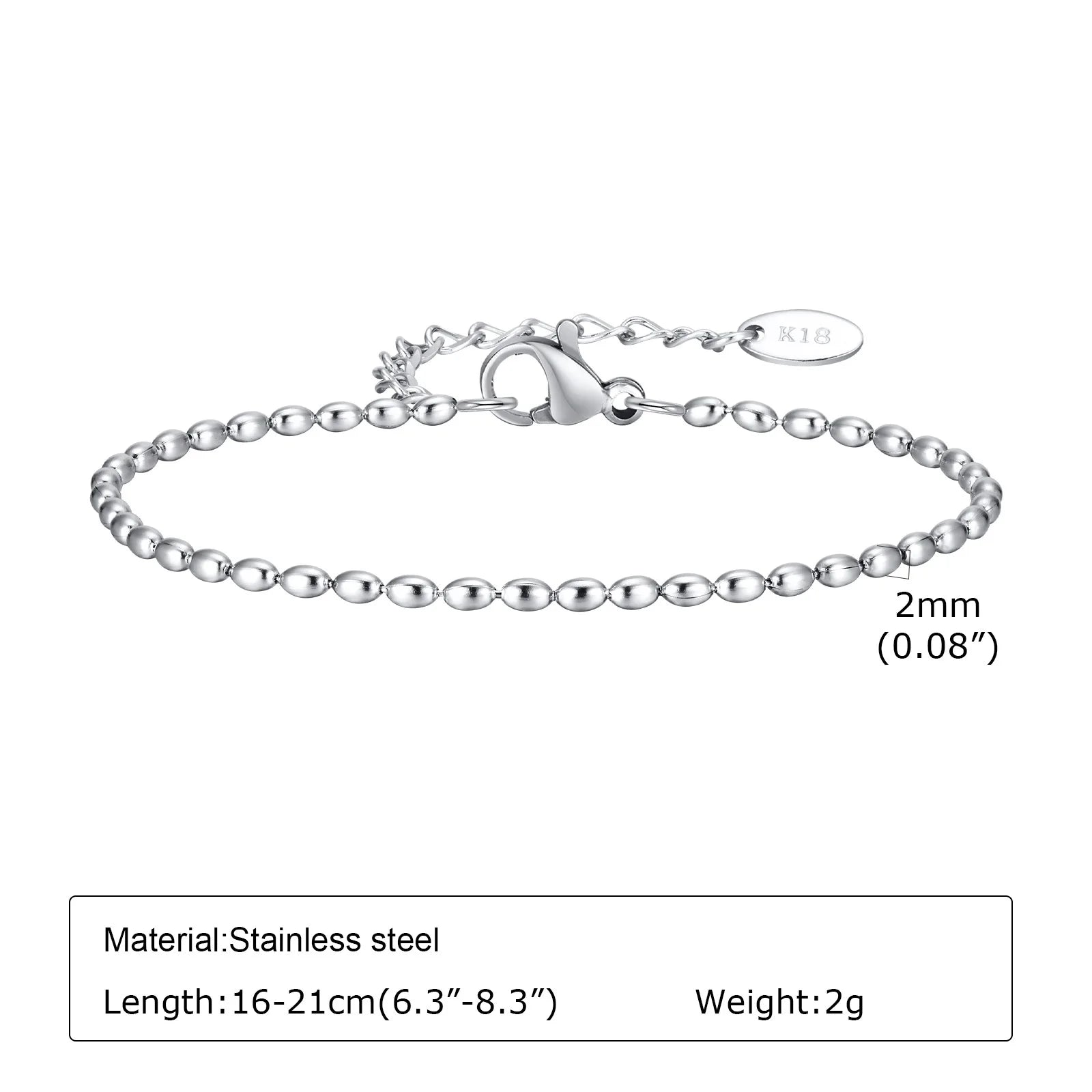 Women Chain Bracelet Silver Color, Stainless Steel Link Stackable Bracelets, Layered Fashion Accessories Gifts