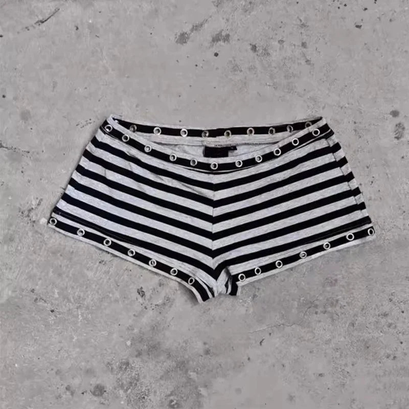 Summer clothing Gothic spicy girl fashion women's Emo metal ring decoration shorts Harajuku sexy ultra short shorts punk Y2k