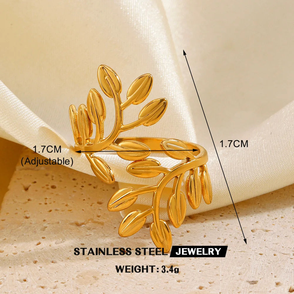 1Pc Stainless Steel Gold Color Rings For Women Waterproof Geometric Open Finger Ring Girls Fashion Daily Jewelry Accessories