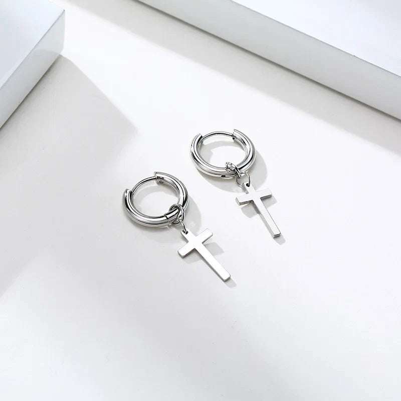 Stainless Steel Cross Earrings for Men | Durable Stud Earrings with Christian Cross Charm