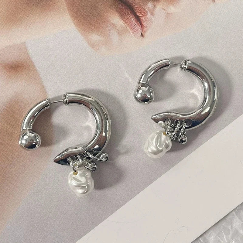 Chic Pearl Pendant Earrings for Women Detachable Before and After Wearing Ins Fashion Women's Earrings Jewelry Accessories Gifts