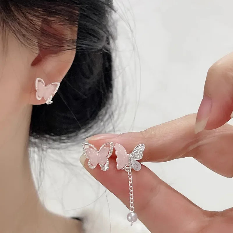Colorful Flower Butterfly Earrings Seven-piece Set For Women Fashion Personalized Daily Accessory Party Jewelry Birthday Gifts