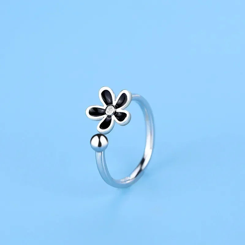 Hot 925 Sterling Silver Ring AAA Zircon Adjustable Simplicity Fashion Exquisite Women Jewelry Accessories Wedding Party Gift