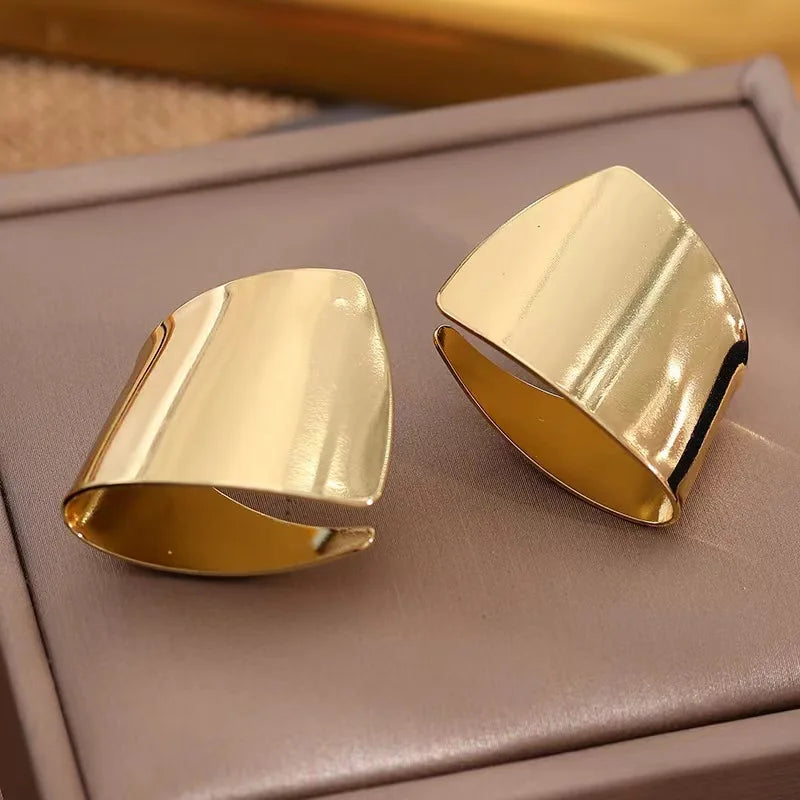 New Simple Metal Style Glossy Geometric Earrings For Women Fashionable Personalized Daily Accessory Party Jewelry Birthday Gifts