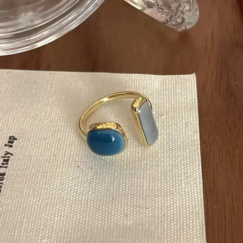 New Irregular Opening Pearl Ring Two-piece Set For Women Fashionable Personalized Daily Accessory Party Jewelry Birthday Gifts