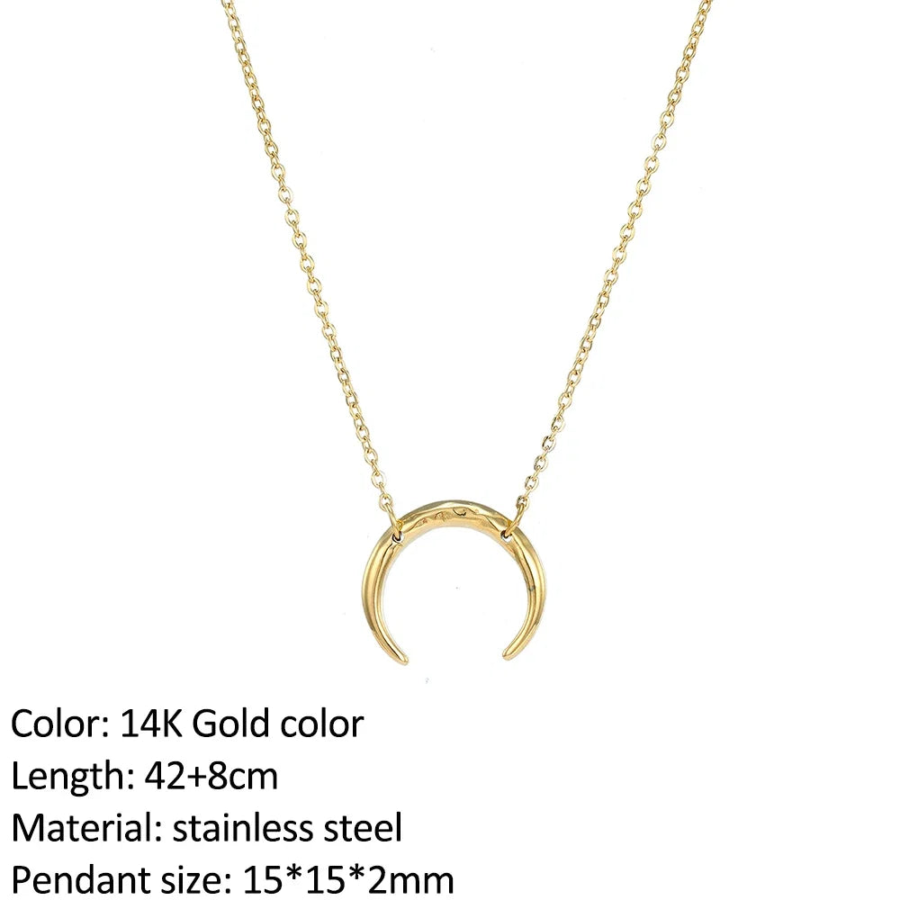 SUNIBI Fashion Stainless Steel Necklace for Woman Personality Infinity Cross Pendant Gold Color Necklaces on Neck Women Jewelry