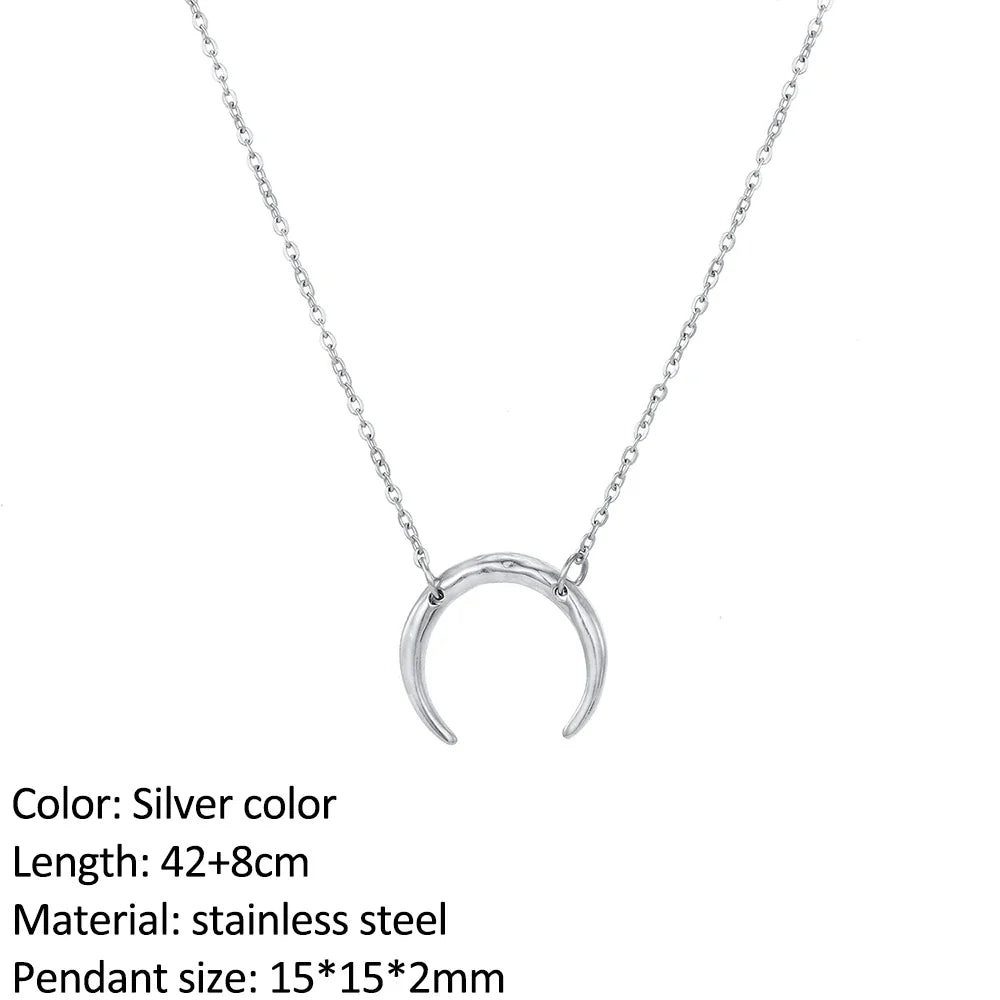 SUNIBI Fashion Stainless Steel Necklace for Woman Personality Infinity Cross Pendant Gold Color Necklaces on Neck Women Jewelry