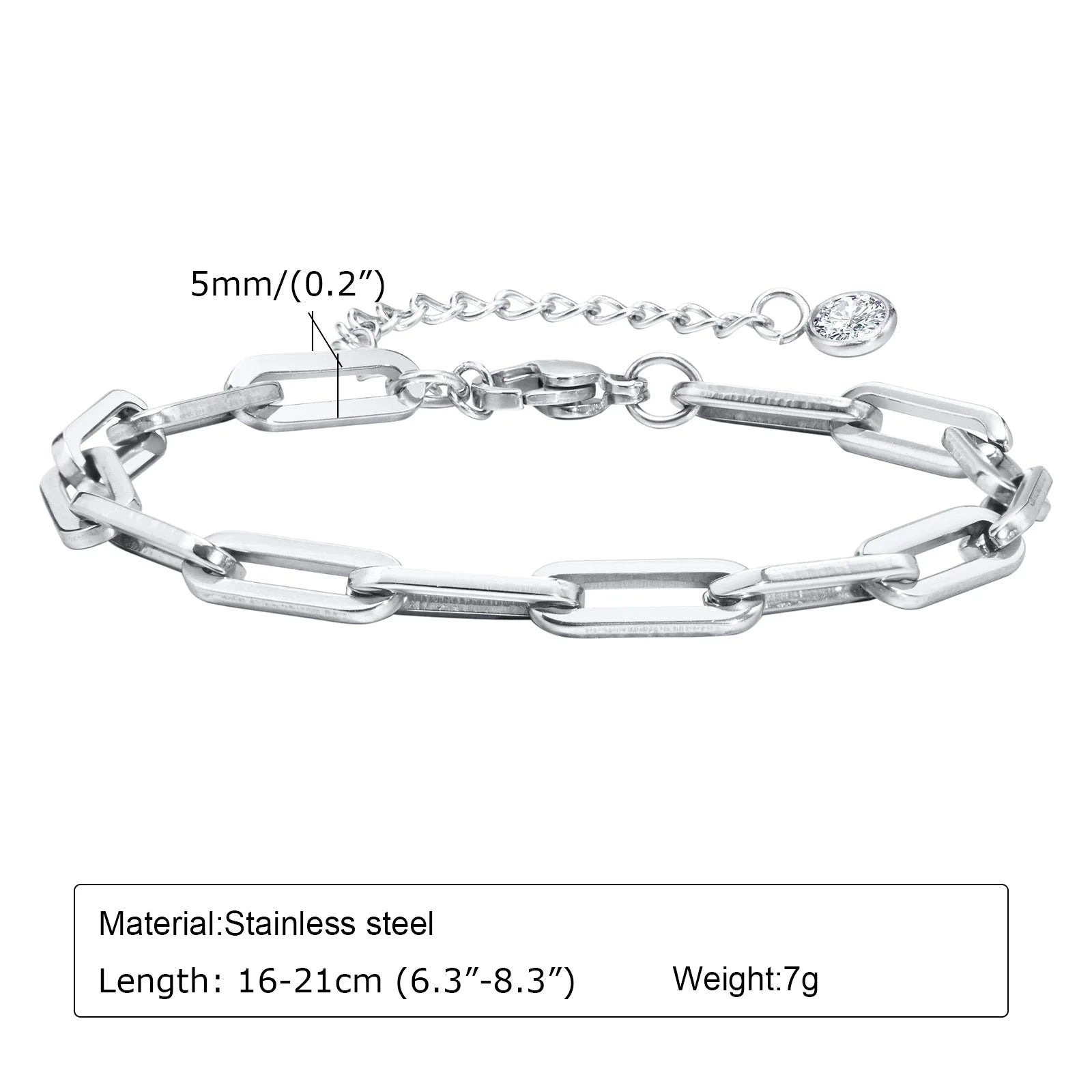 Women Chain Bracelet Silver Color, Stainless Steel Link Stackable Bracelets, Layered Fashion Accessories Gifts