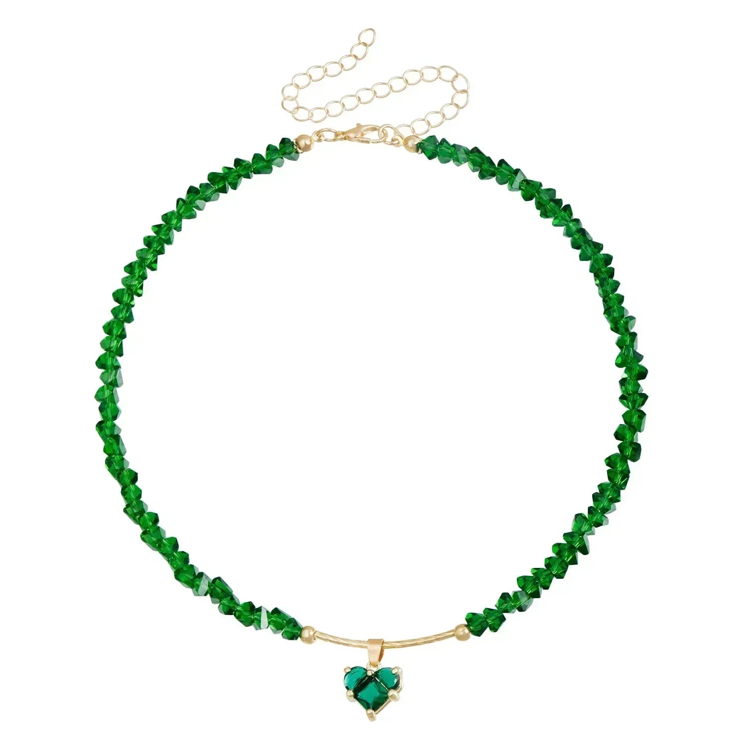 Fashion Heart Beaded Necklace for Women Boho Elegant Irregular Crystal Chain Y2K Choker Exquisite Party Gift Jewelry Accessories