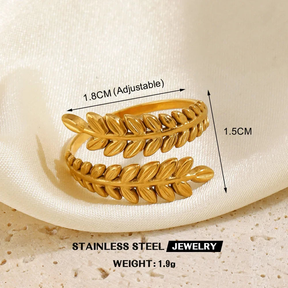 1Pc Stainless Steel Gold Color Rings For Women Waterproof Geometric Open Finger Ring Girls Fashion Daily Jewelry Accessories