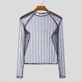 Party Nightclub Style Tops INCERUN Men's See-through Thin Design T-shirts Sexy Leisure Male Hot Sale Long Sleeved Camiseta S-3XL
