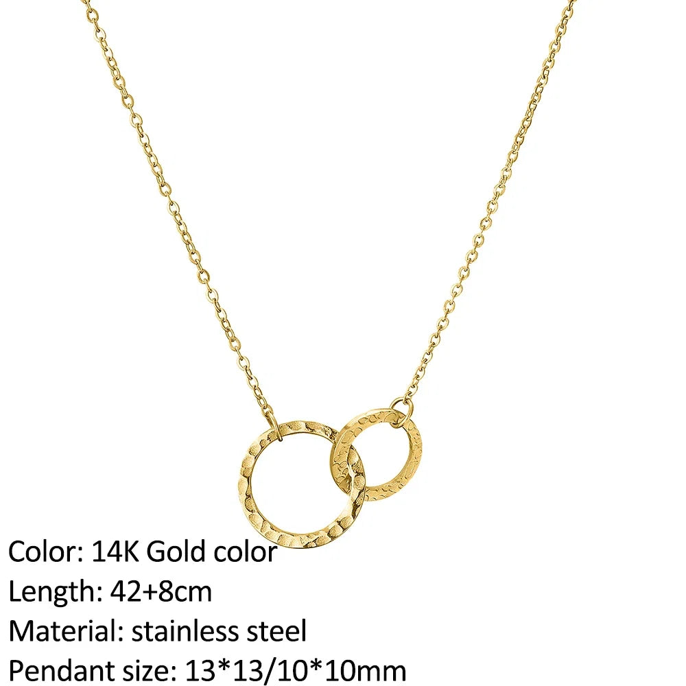 SUNIBI Fashion Stainless Steel Necklace for Woman Personality Infinity Cross Pendant Gold Color Necklaces on Neck Women Jewelry