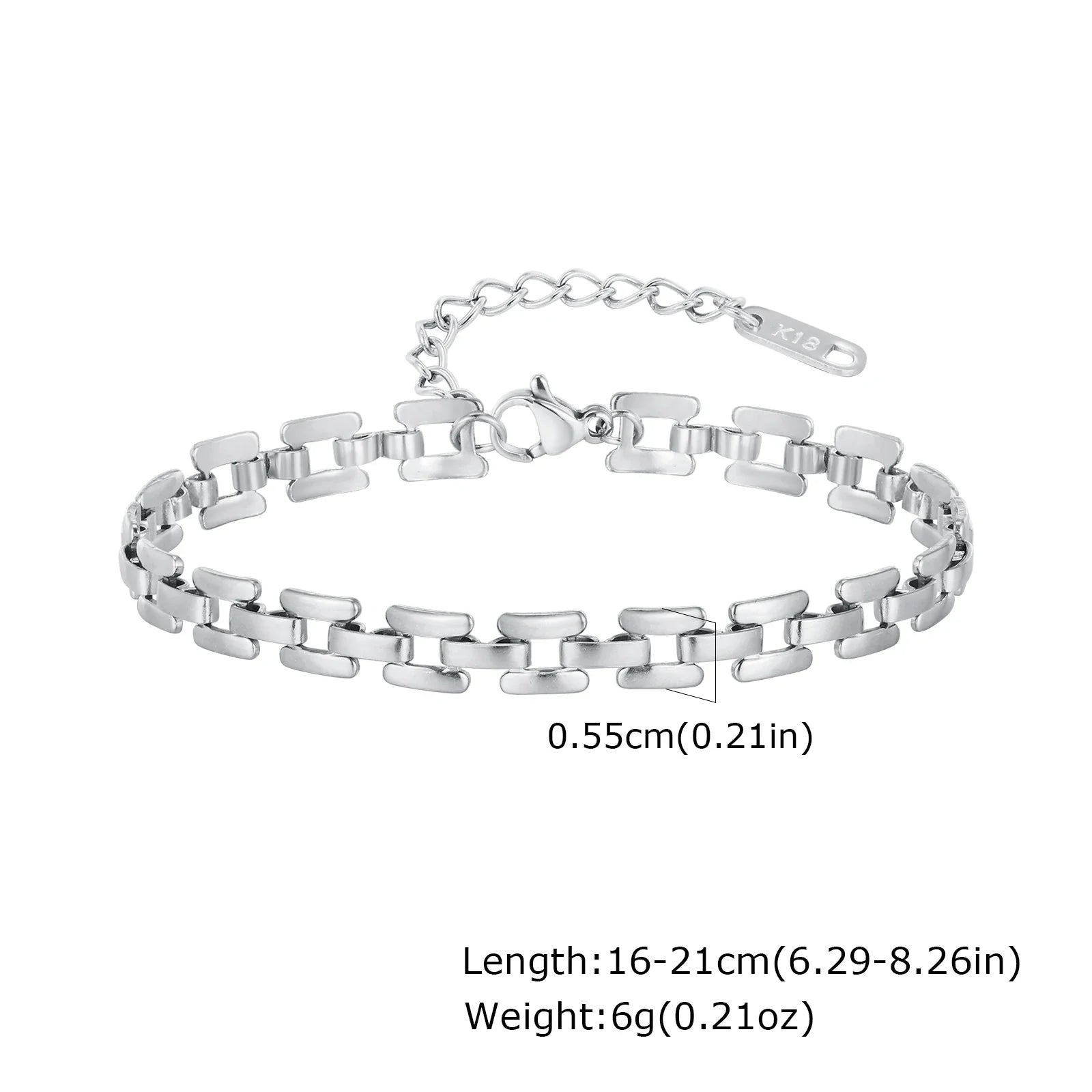 Women Chain Bracelet Silver Color, Stainless Steel Link Stackable Bracelets, Layered Fashion Accessories Gifts