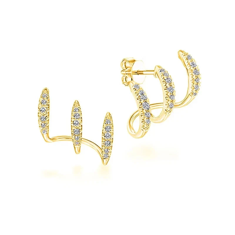 Exquisite Silver Color Claws Stud Earrings with Crystal Modern Design Fashion Versatile Accessories Women Jewelry
