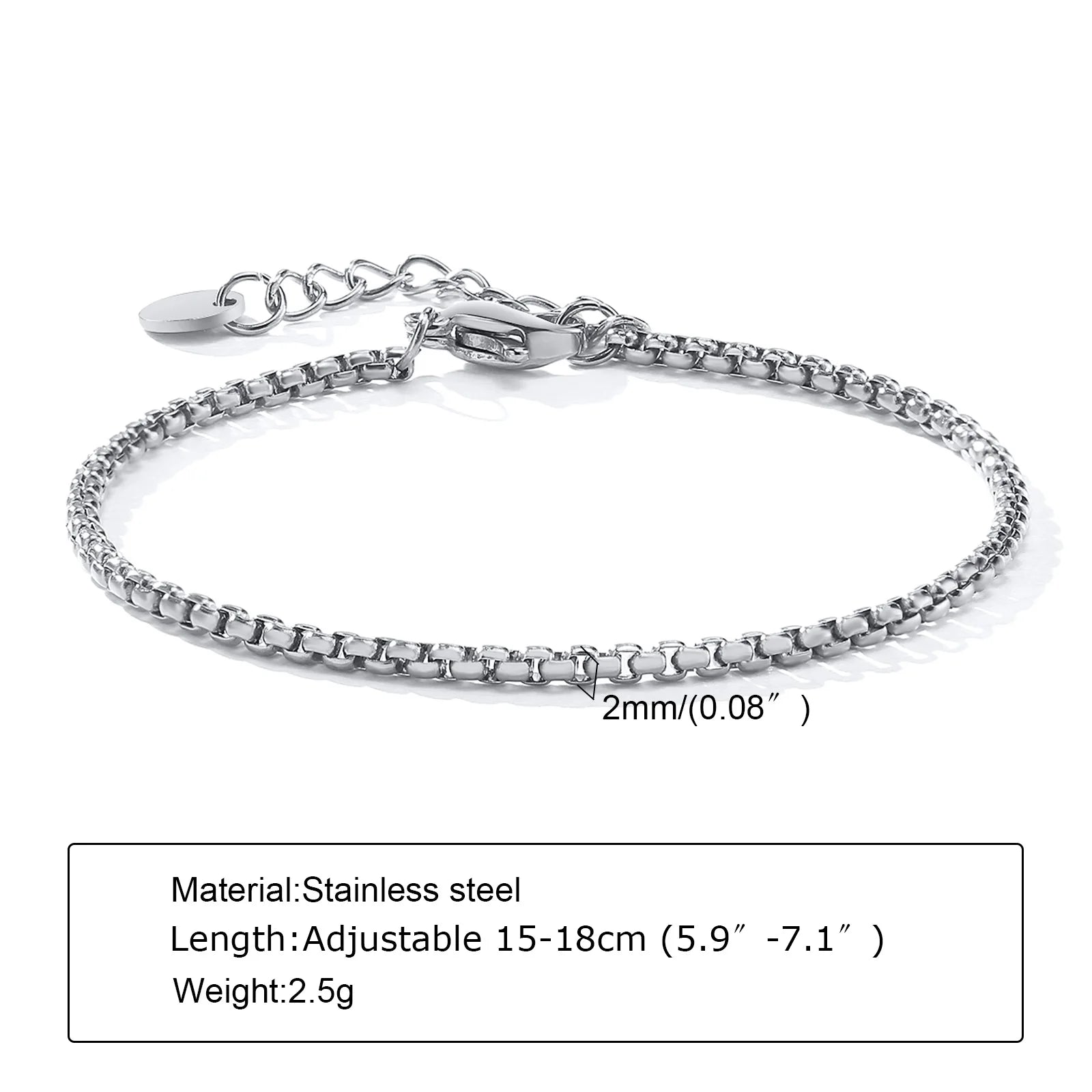 Women Chain Bracelet Silver Color, Stainless Steel Link Stackable Bracelets, Layered Fashion Accessories Gifts