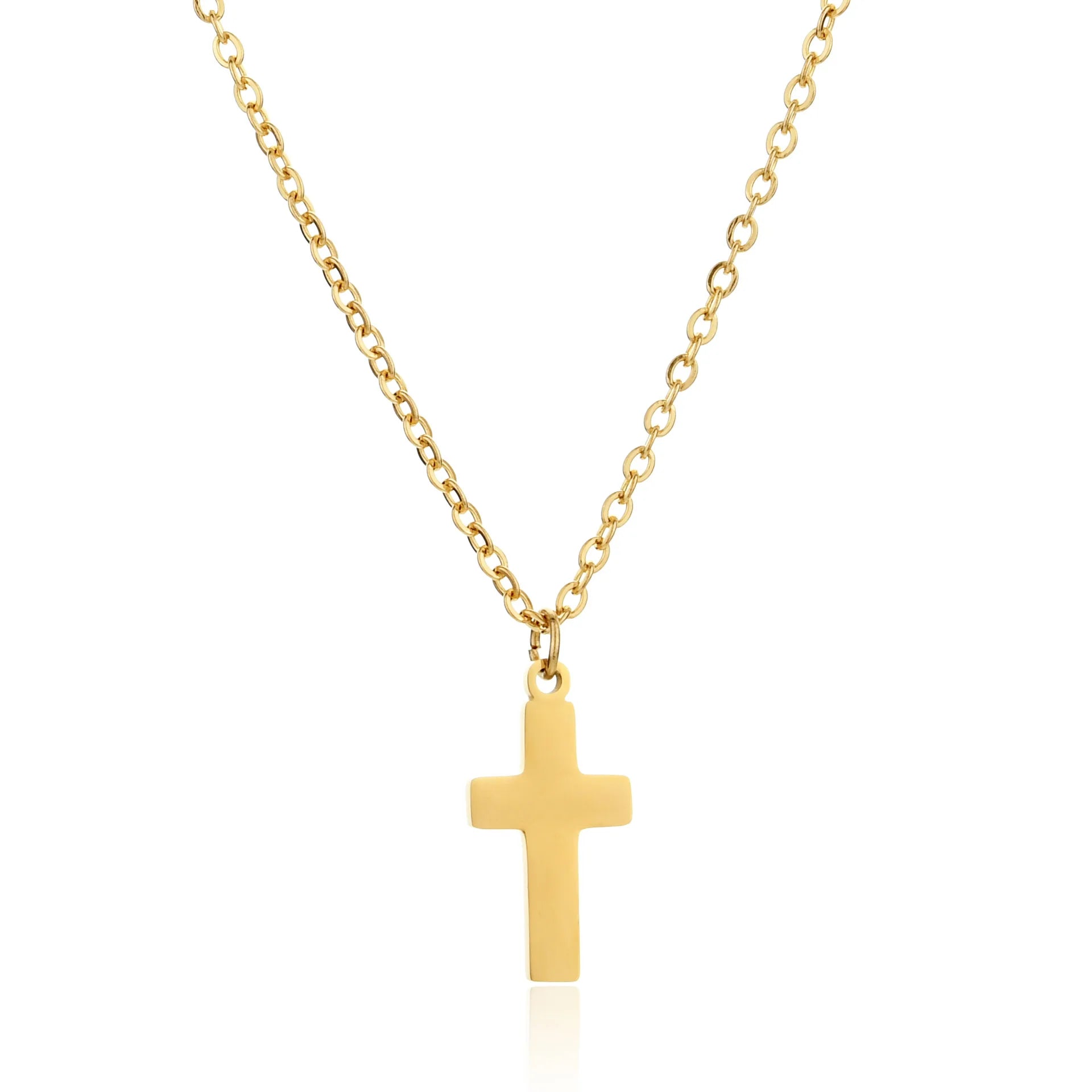 Stainless Steel Cross Necklace For Women Gold Silver Color Waterproof Chain Men Fashion Never Fade Jewelry Accessories