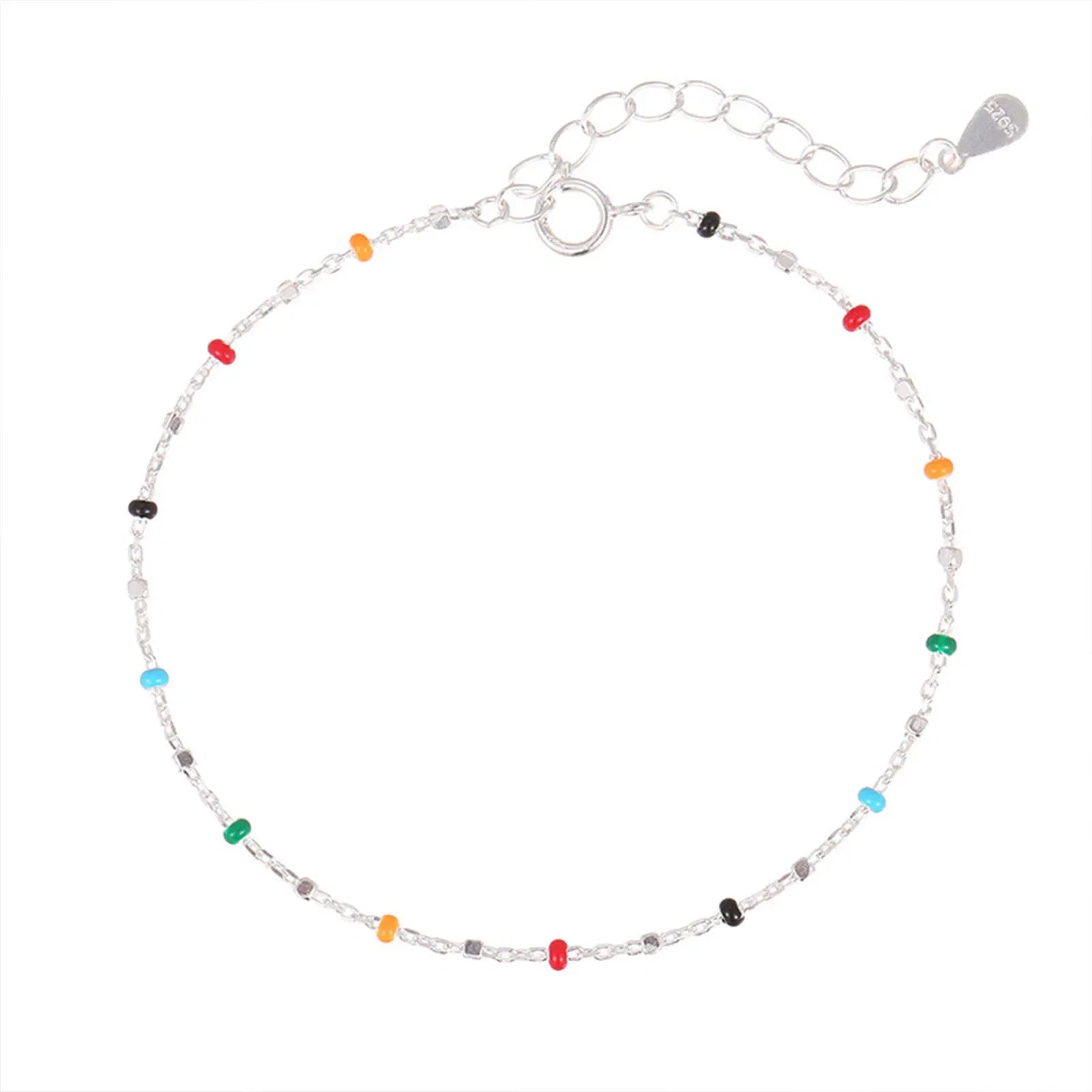 S925 Silver Dopaamine Colored Bean Bracelet Women's Popular INS Summer Niche Thin Fashion Jewelry Trendy Accessory