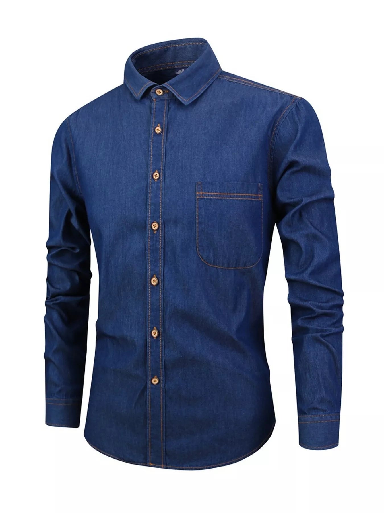 Men's Full Size Button Up Long Sleeve Denim Shirt Plus Size