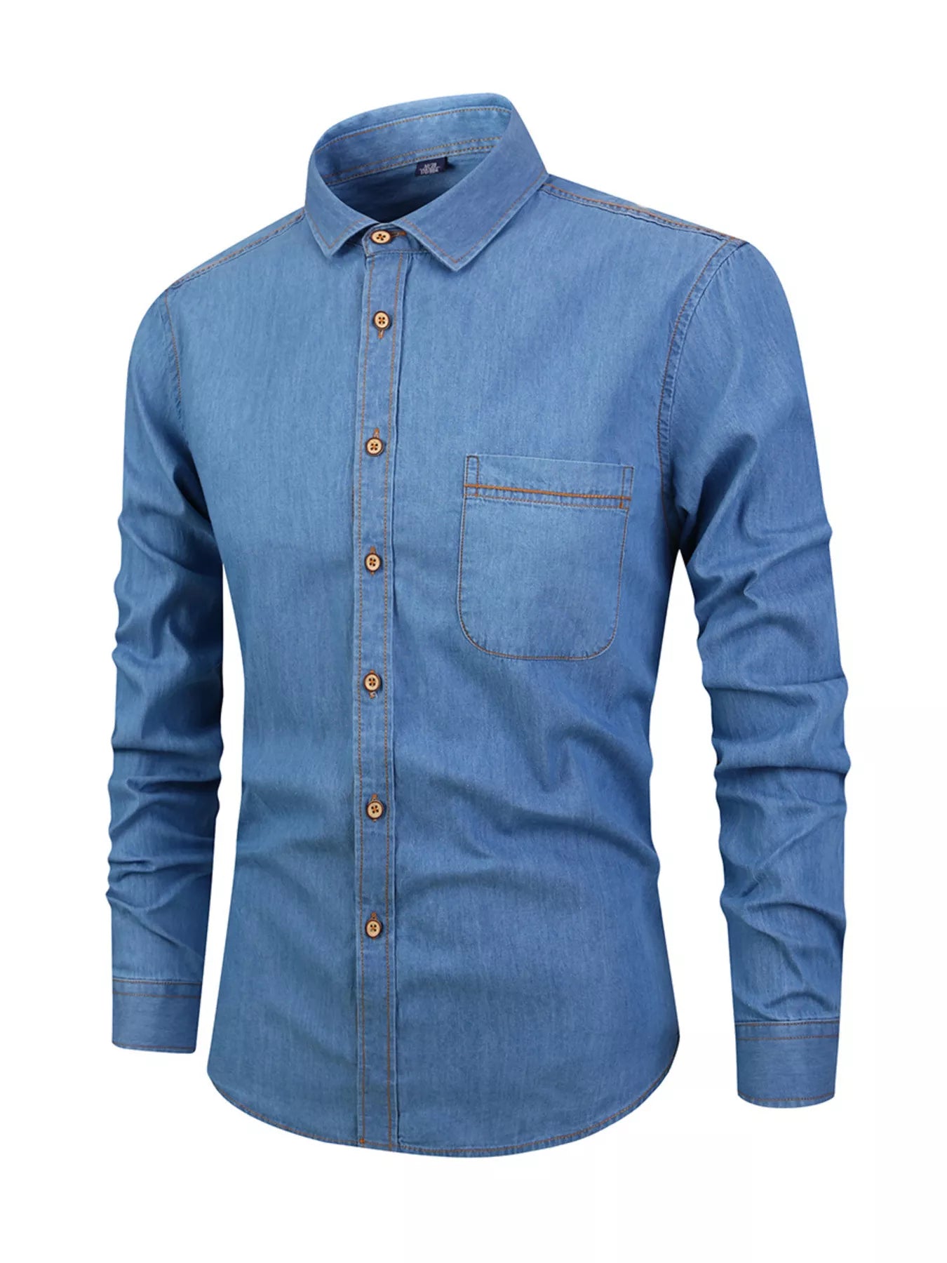 Men's Full Size Button Up Long Sleeve Denim Shirt Plus Size