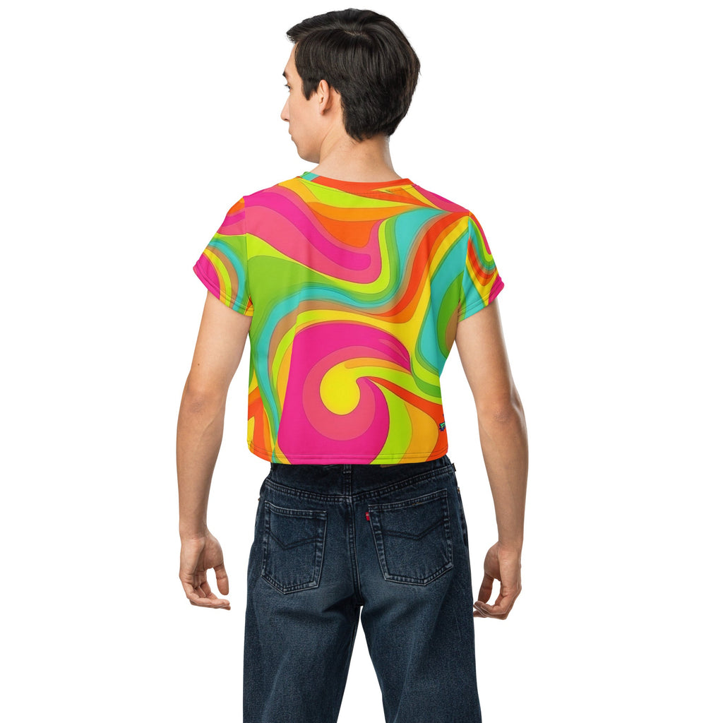 Neon Crazy Woman's Crop Top Tee For EDM Rave Festival Outfit Clothing