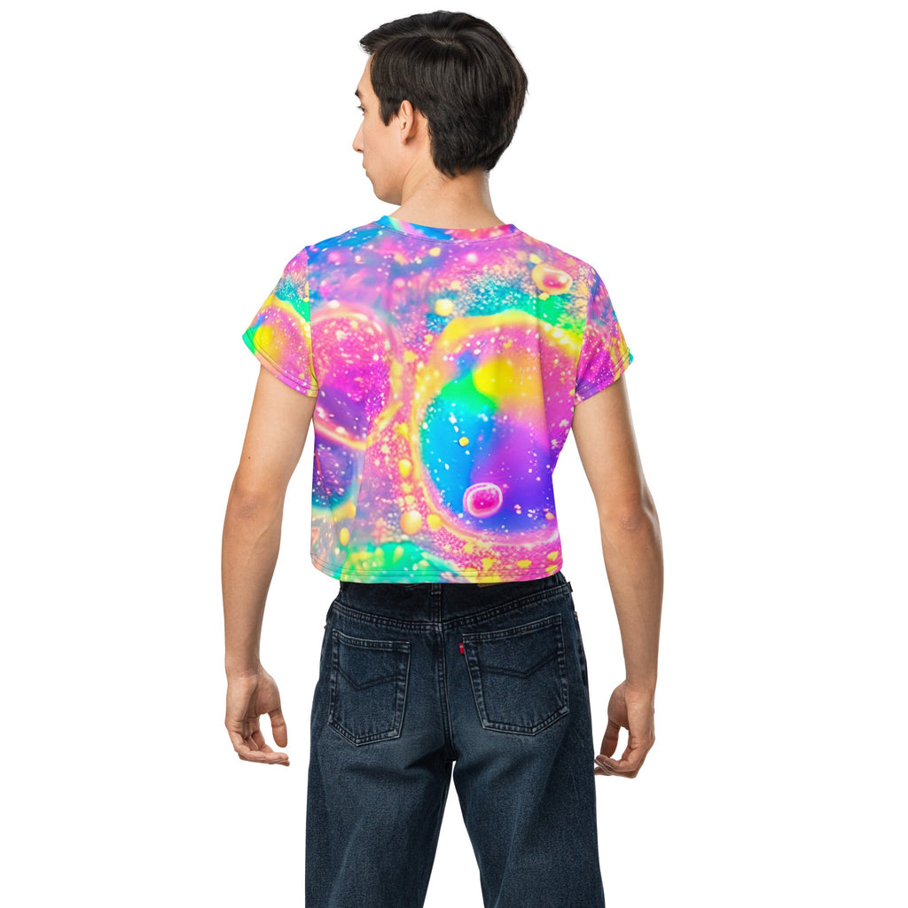Neon Shimmer Woman's Crop Top Tee For EDM Rave Festival Outfit Clothing