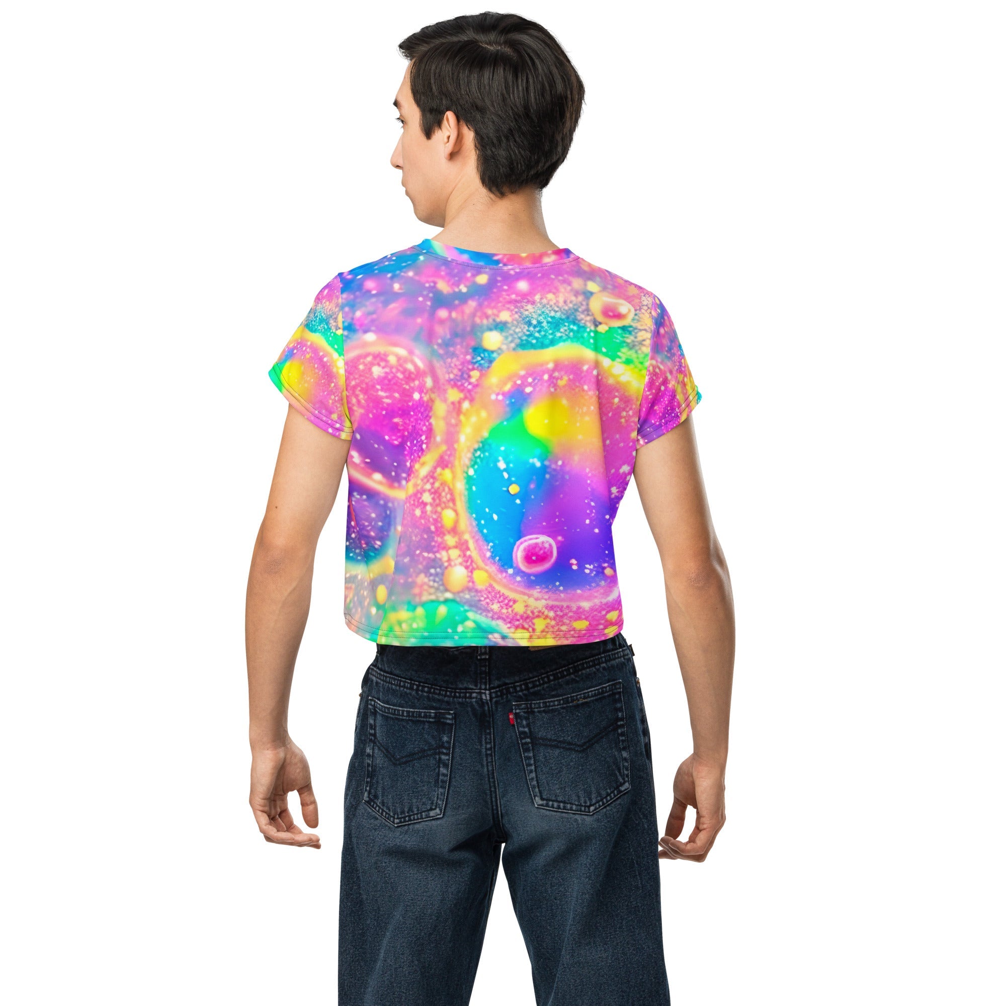 Neon Shimmer Woman's Crop Top Tee For EDM Rave Festival Outfit Clothing