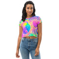 Neon Shimmer Woman's Crop Top Tee For EDM Rave Festival Outfit Clothing
