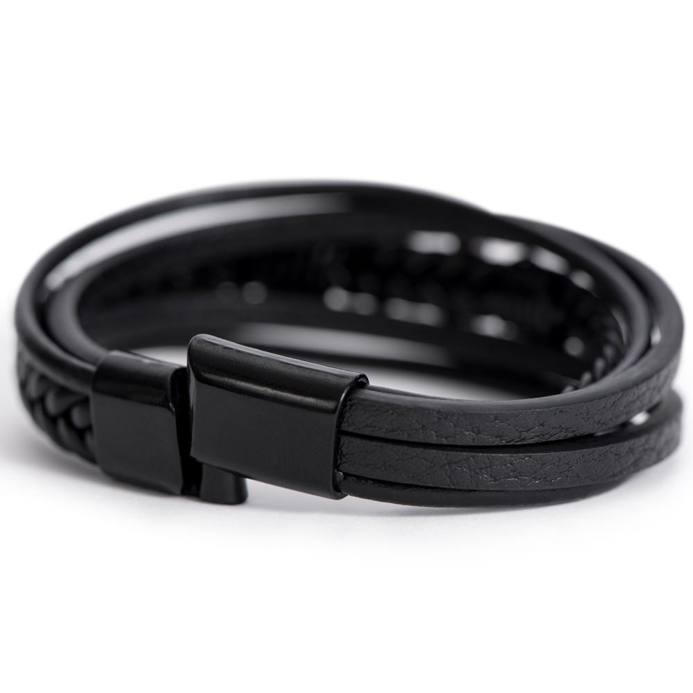 Men's Cross Bracelet – Braided Leather Faith Bracelet with Stainless Steel Cross Clasp