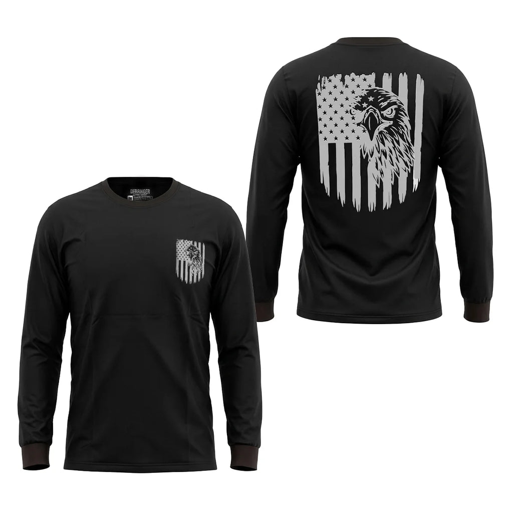 Men's Long Sleeve T-Shirt with American Eagle & Flag Print