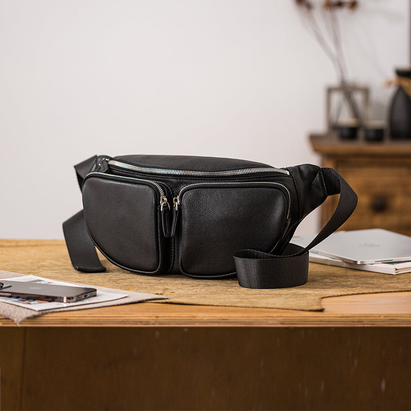 Leather Crossbody Bag Motorcycle Bag Sports Mens Bag